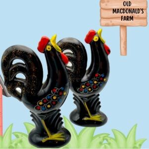MCM Red Ware Clay Rooster Salt & Pepper Shakers